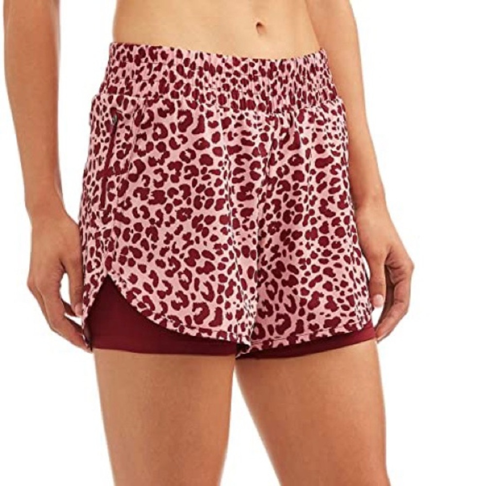 AVIA Pink Animal Print Running Athletic Shorts
